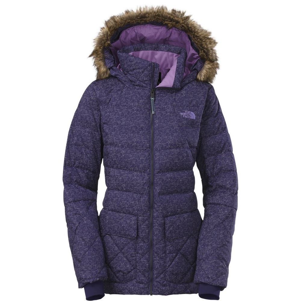 The North Face Nitchie Insulated Down 550 Parka Women Small Purple Fur Hood Ski